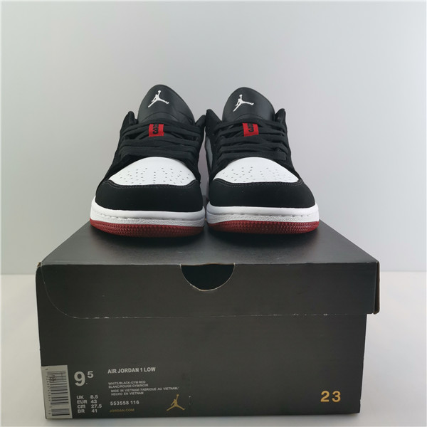 AIR JORDAN 1 LOW BLACK TOE WHITE/BLACK-GYM RED 553558-116