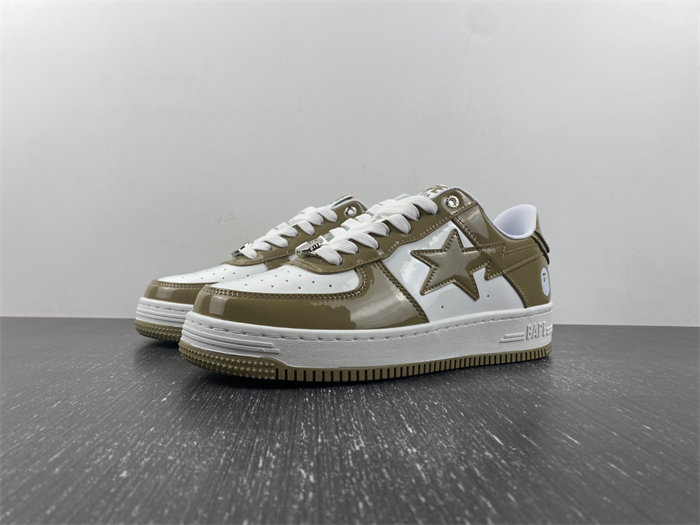 A Bathing Ape Bape Sta Patent Leather White Khaki