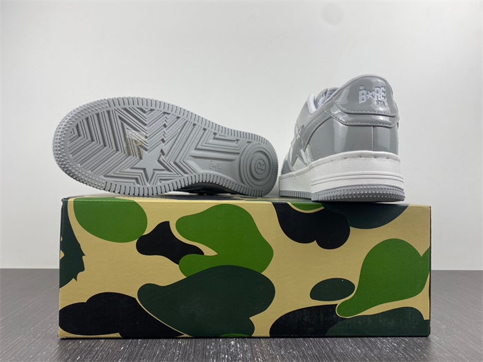 A Bathing Ape Bape Sta Patent Leather White Grey