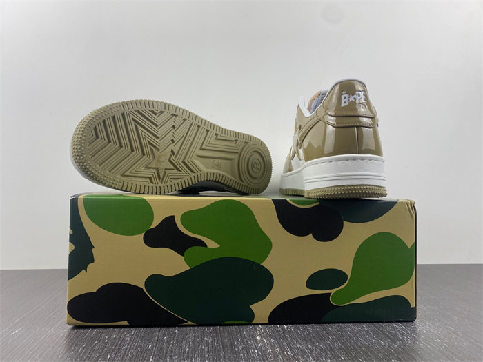 A Bathing Ape Bape Sta Patent Leather White Khaki