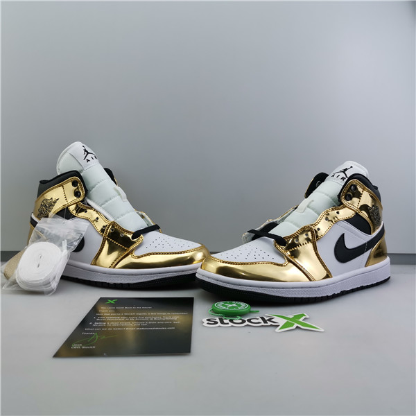 AIR JORDAN 1 MID WHITE/METALLIC GOLD-BLACK 554727 156