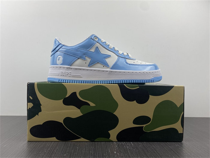 A Bathing Ape Bape Sta Patent Leather Blue White