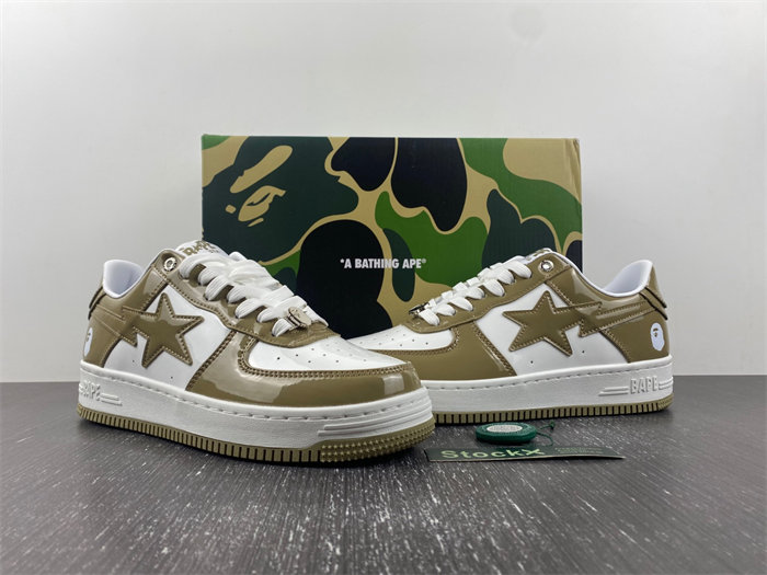 A Bathing Ape Bape Sta Patent Leather White Khaki