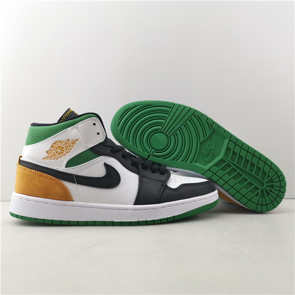 AIR JORDAN 1 MID SE WHITE LASER ORANGE LUCKY GREEN (GS) BQ6931-101