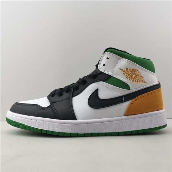 AIR JORDAN 1 MID SE WHITE LASER ORANGE LUCKY GREEN (GS) BQ6931-101