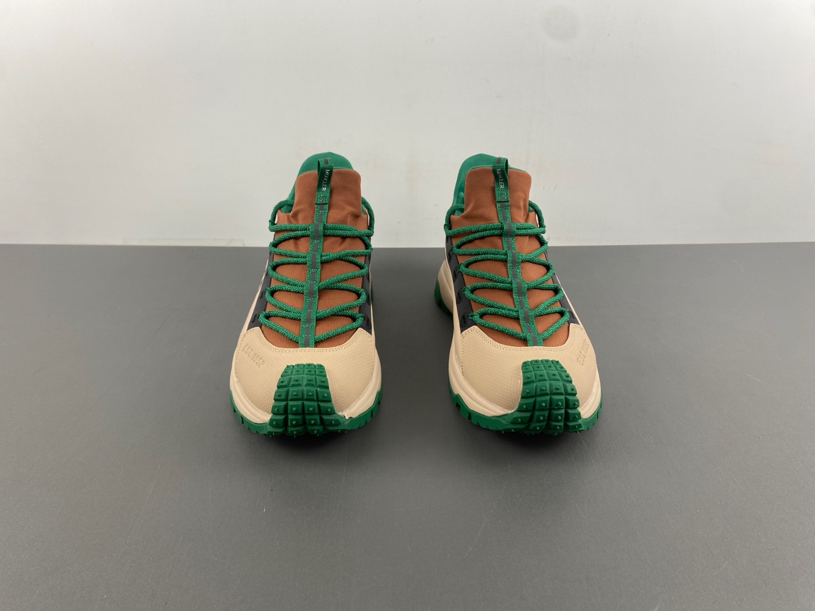 Moncler milk tea green brown black low top