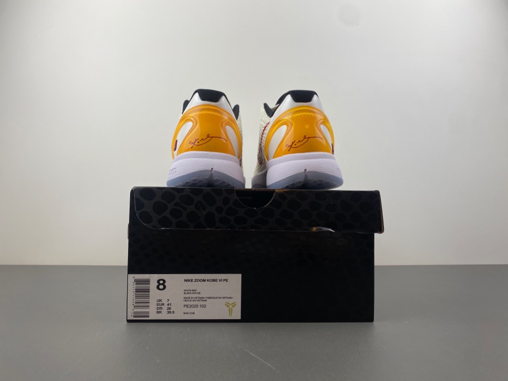 NIKE ZOOM KOBE 6 白红黄色 货号PE2025-102
