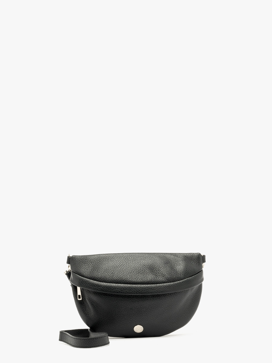 Czarna torebka typu nerka ze srebrnymi dodatkami