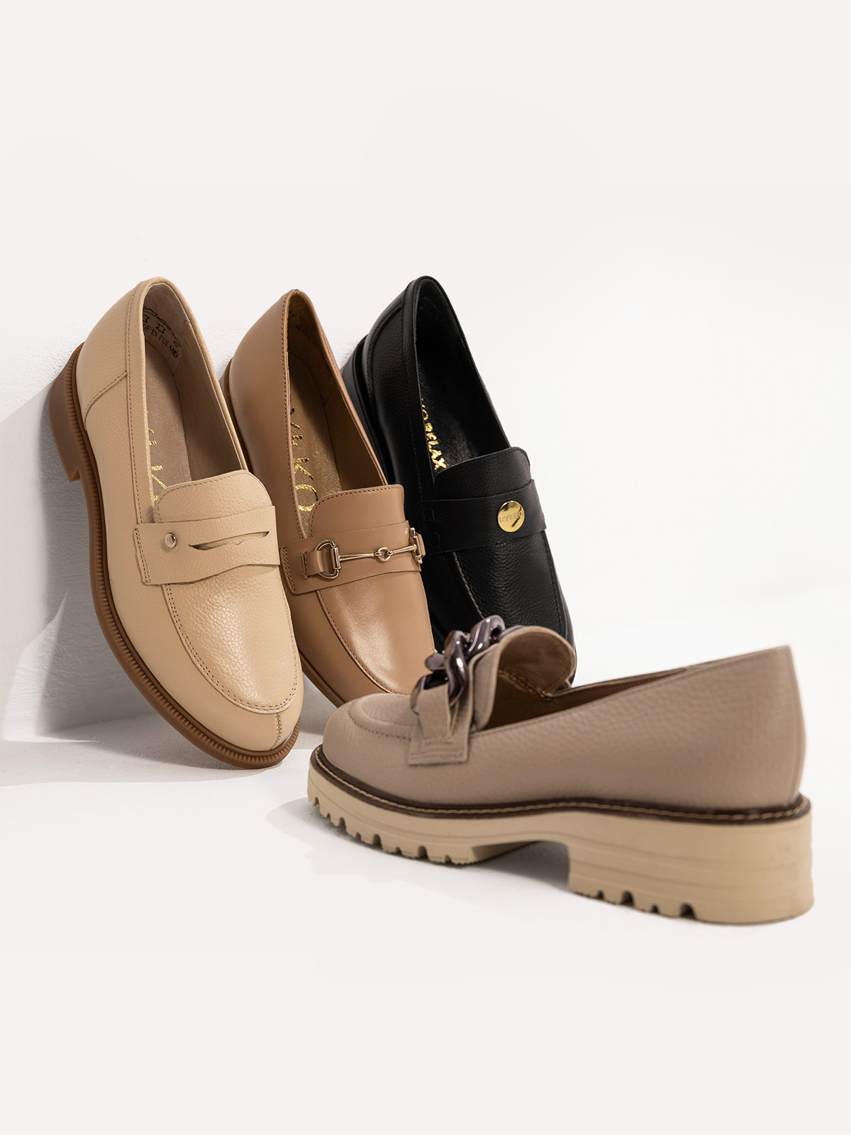 Beowe mokasyny z platynow ozdob