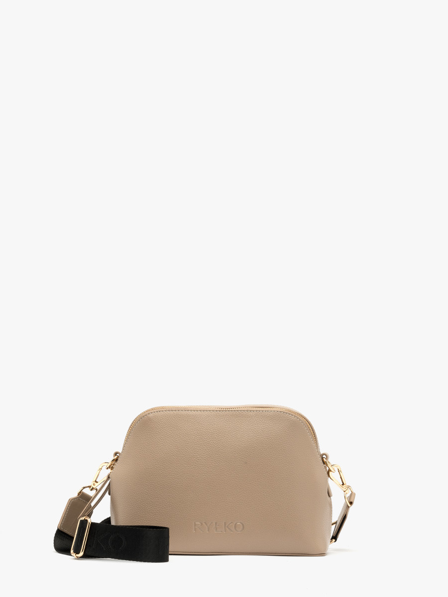 Ciemnobeowa torebka z logotypem na pasku