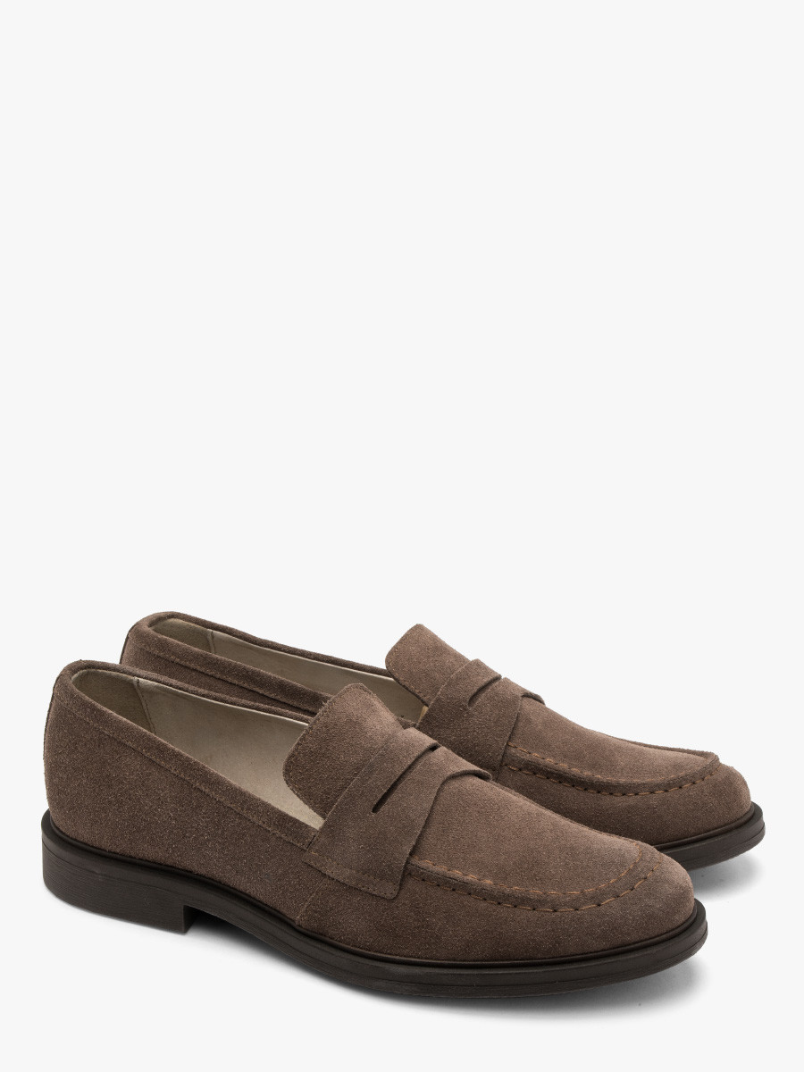 Szarobrzowe mokasyny mskie