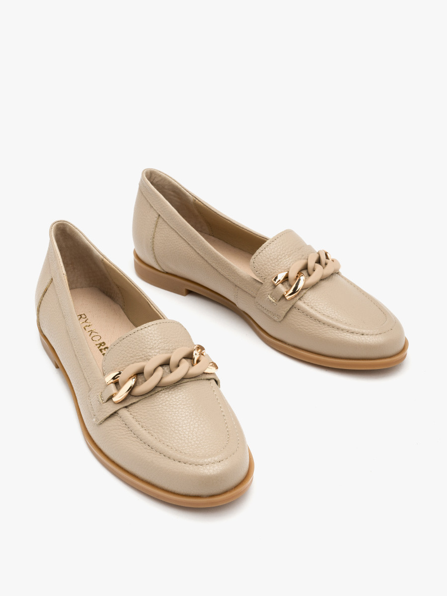 Beowy mokasyn ze zoto-beow ozdob