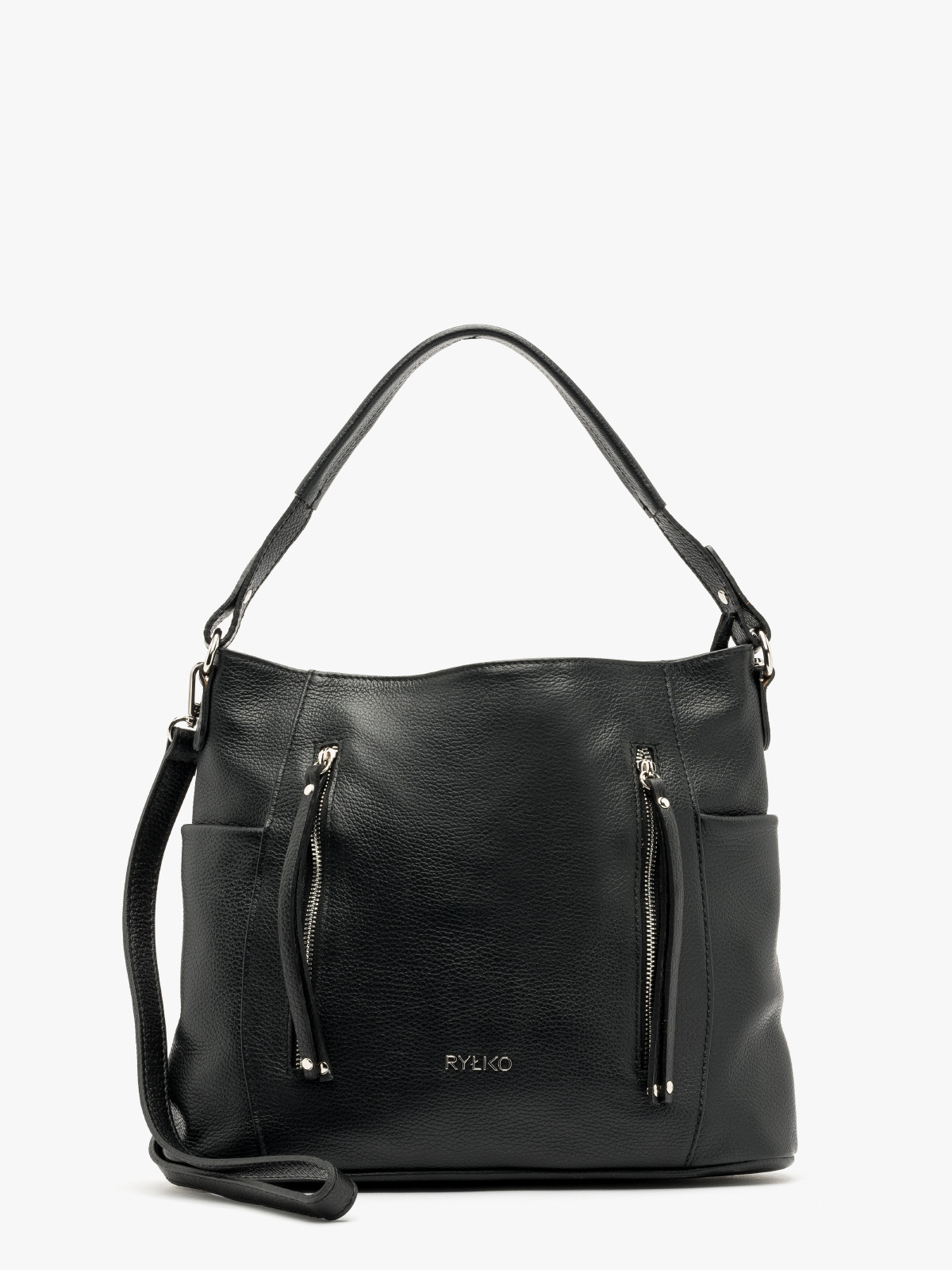 Czarna, dua torebka typu shopper