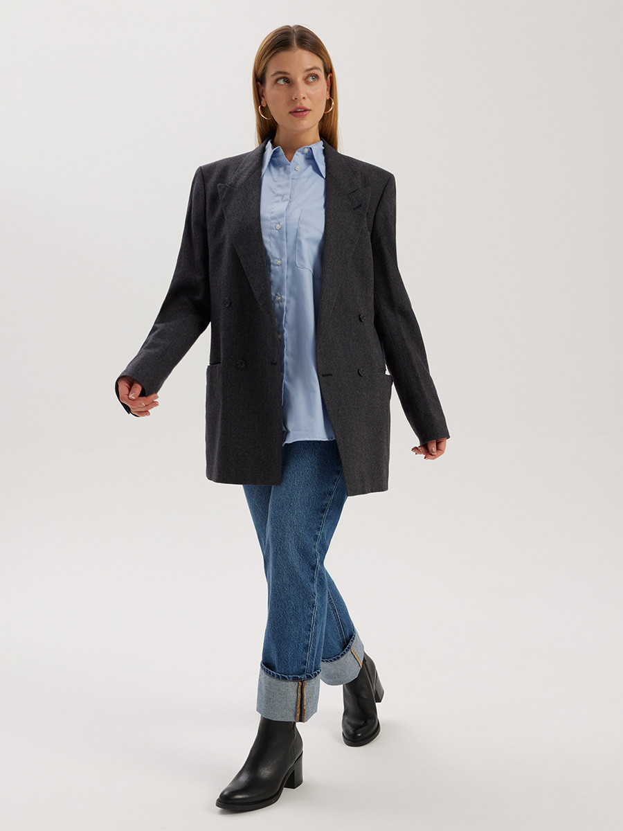 Czarny botek z czonych skór