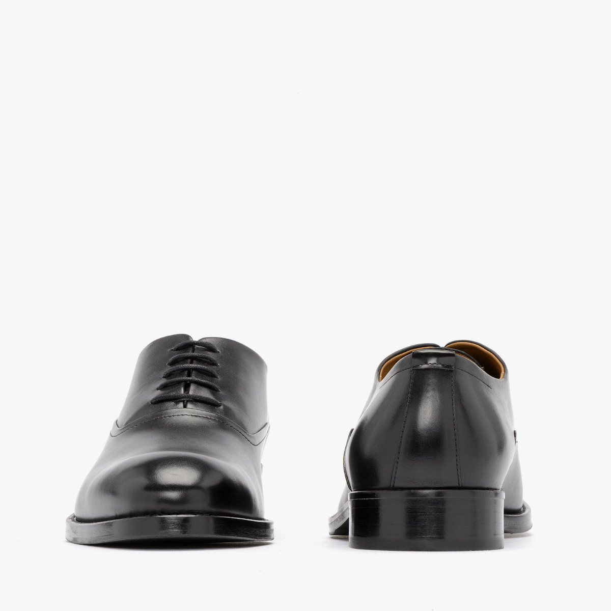 Czarne póbuty mskie ze skórzanym spodem