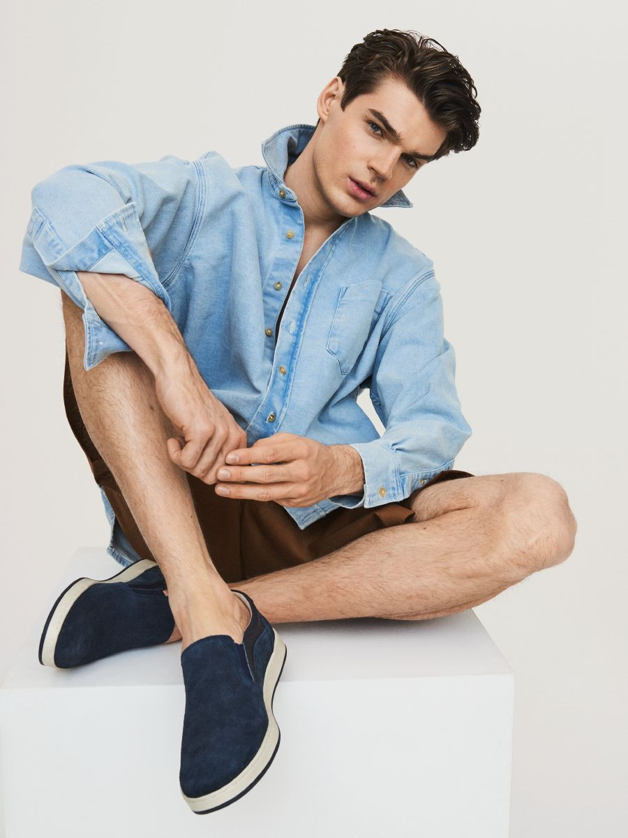 Mskie mokasyny z czonych materiaów