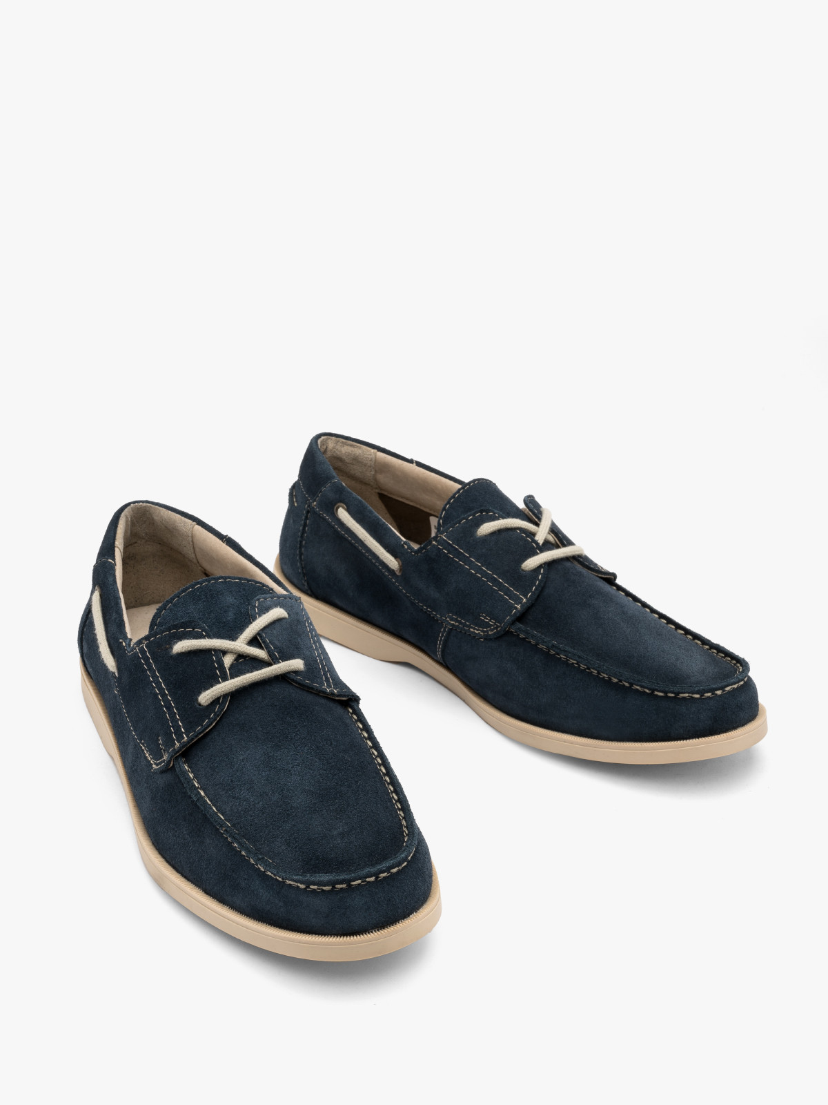 Granatowy póbut mski z ozdobnym sznurowaniem