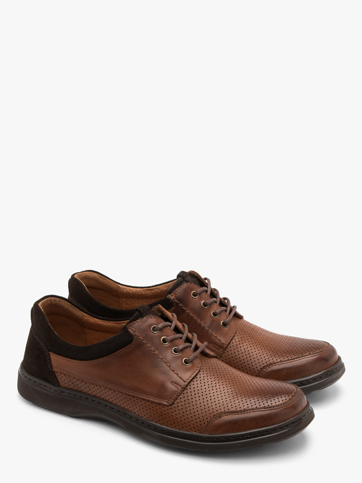 Ciemnobrzowy póbut mski z ozdobn perforacj