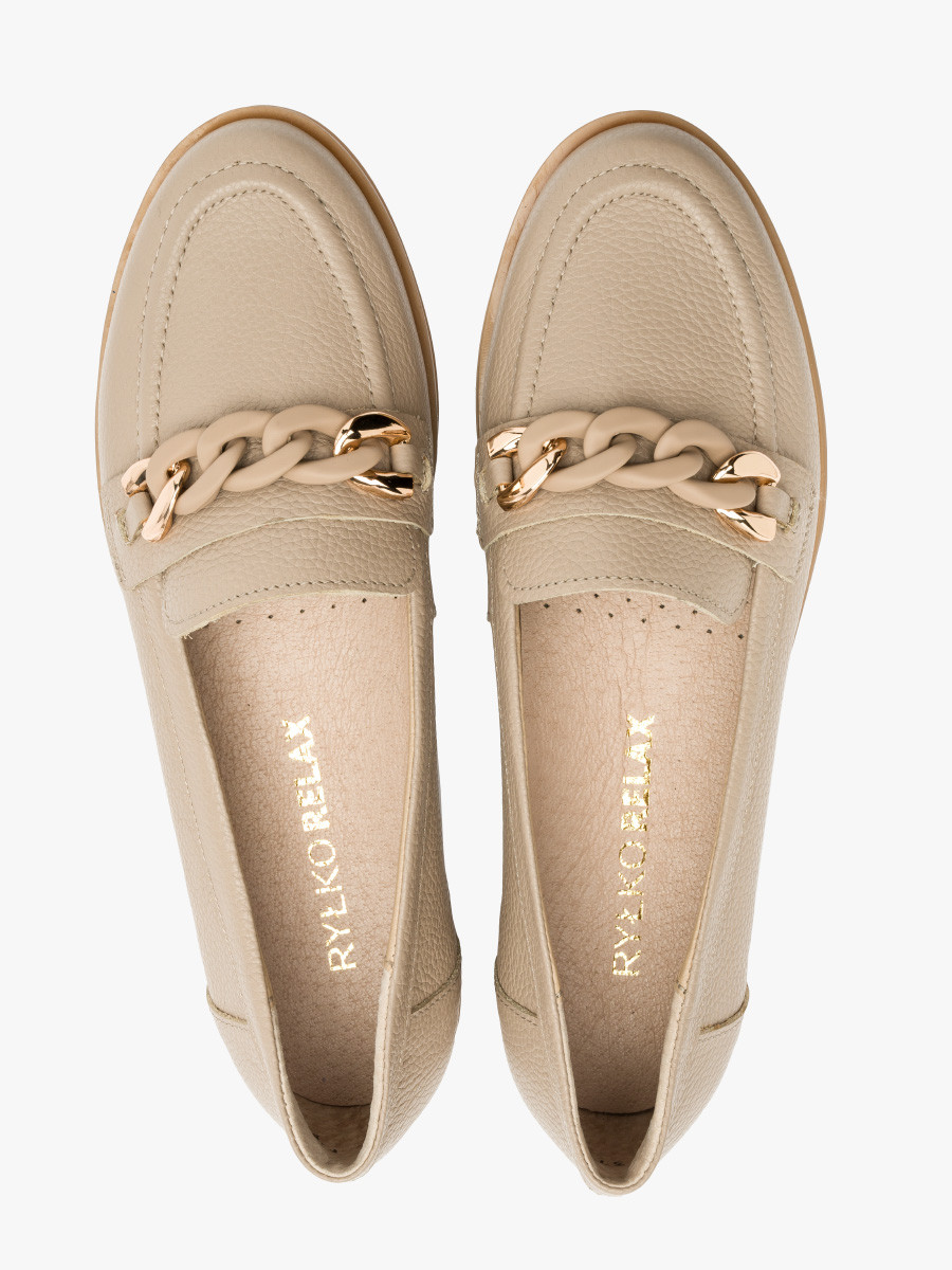 Beowy mokasyn ze zoto-beow ozdob