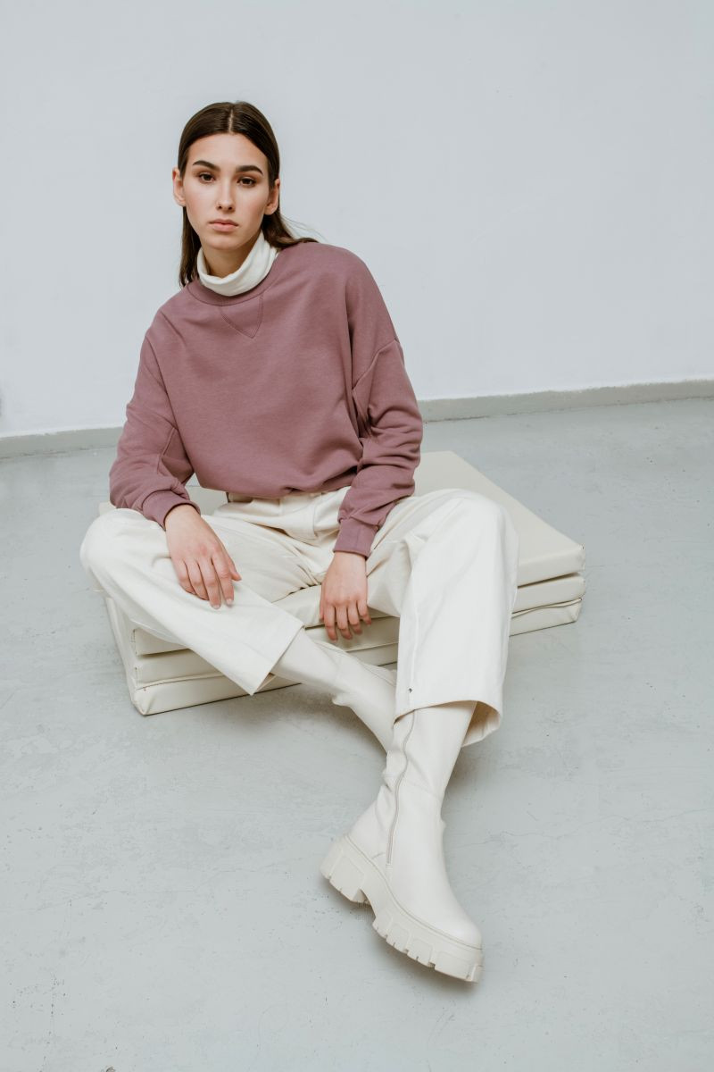 Wrzosowa krótka bluza oversize