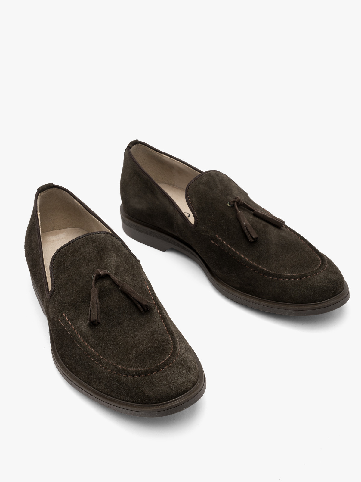 Ciemnobrzowy mokasyn mski z ozdobnym frdzlem