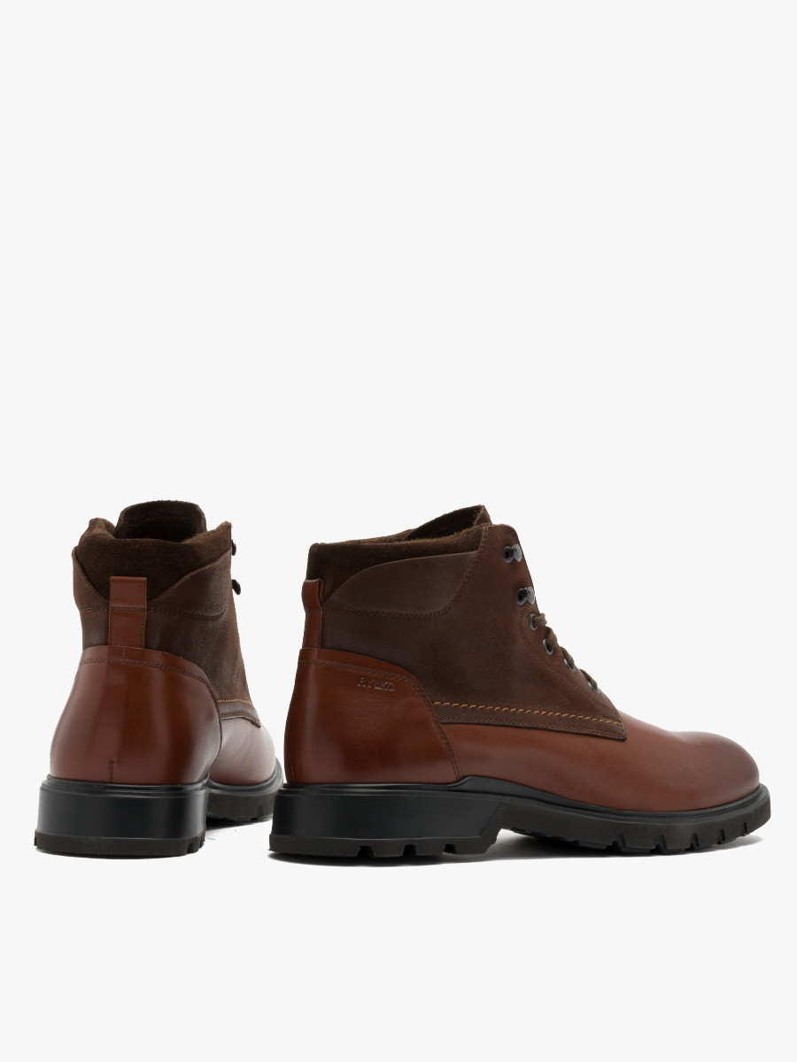 Brzowe trzewiki z czonych skór