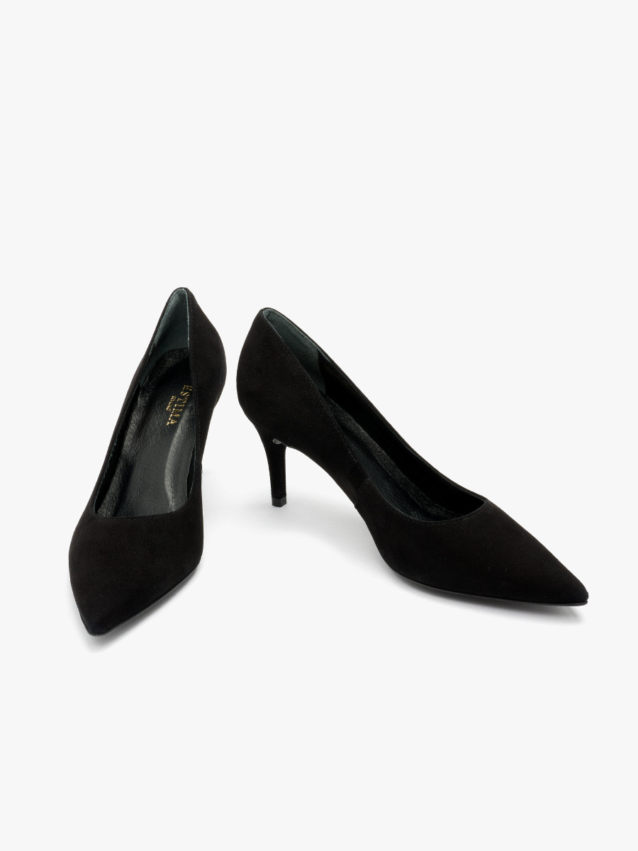 Czarne welurowe czóenka na szpilce