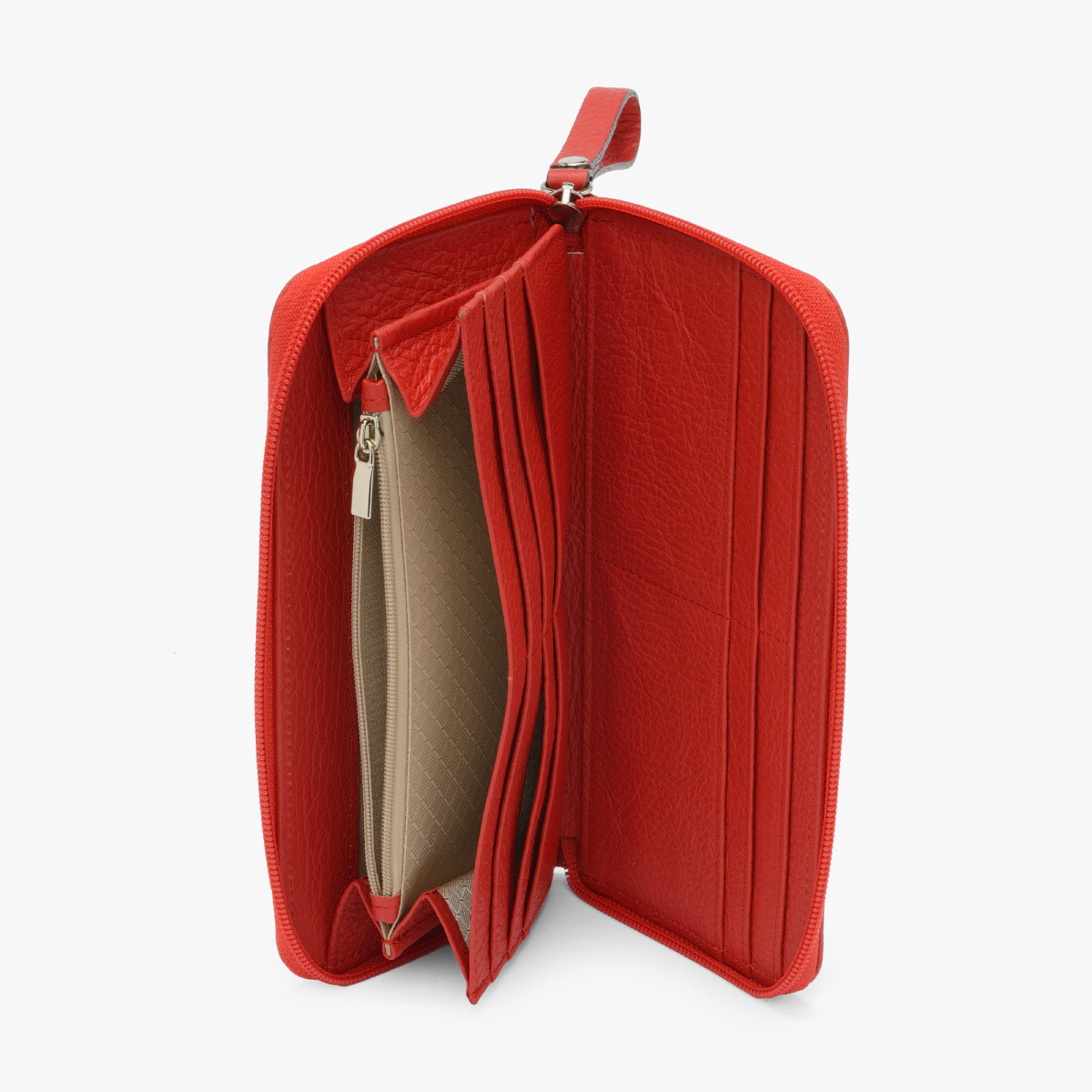 Czerwony portfel damski na zamek