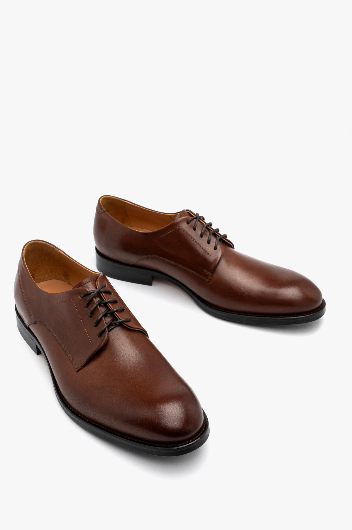 Brzowe póbuty mskie na skórzanym spodzie