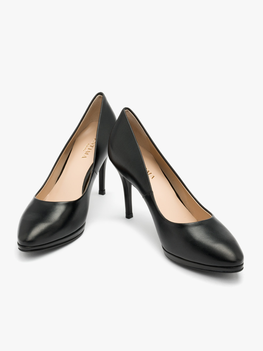 Czarne czóenka na oblekanej szpilce