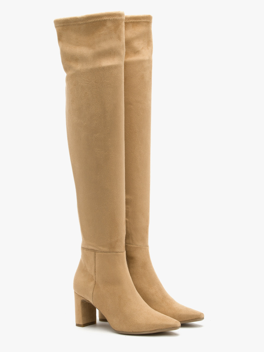 Beowe wysokie kozaki z elastyczn cholewk