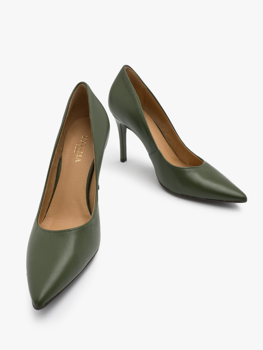 Oliwkowe czóenka na wysokim obcasie