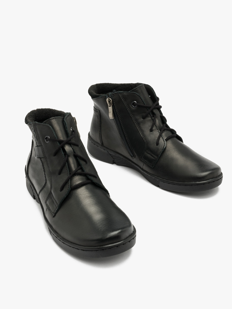 Czarne ocieplane trzewiki damskie