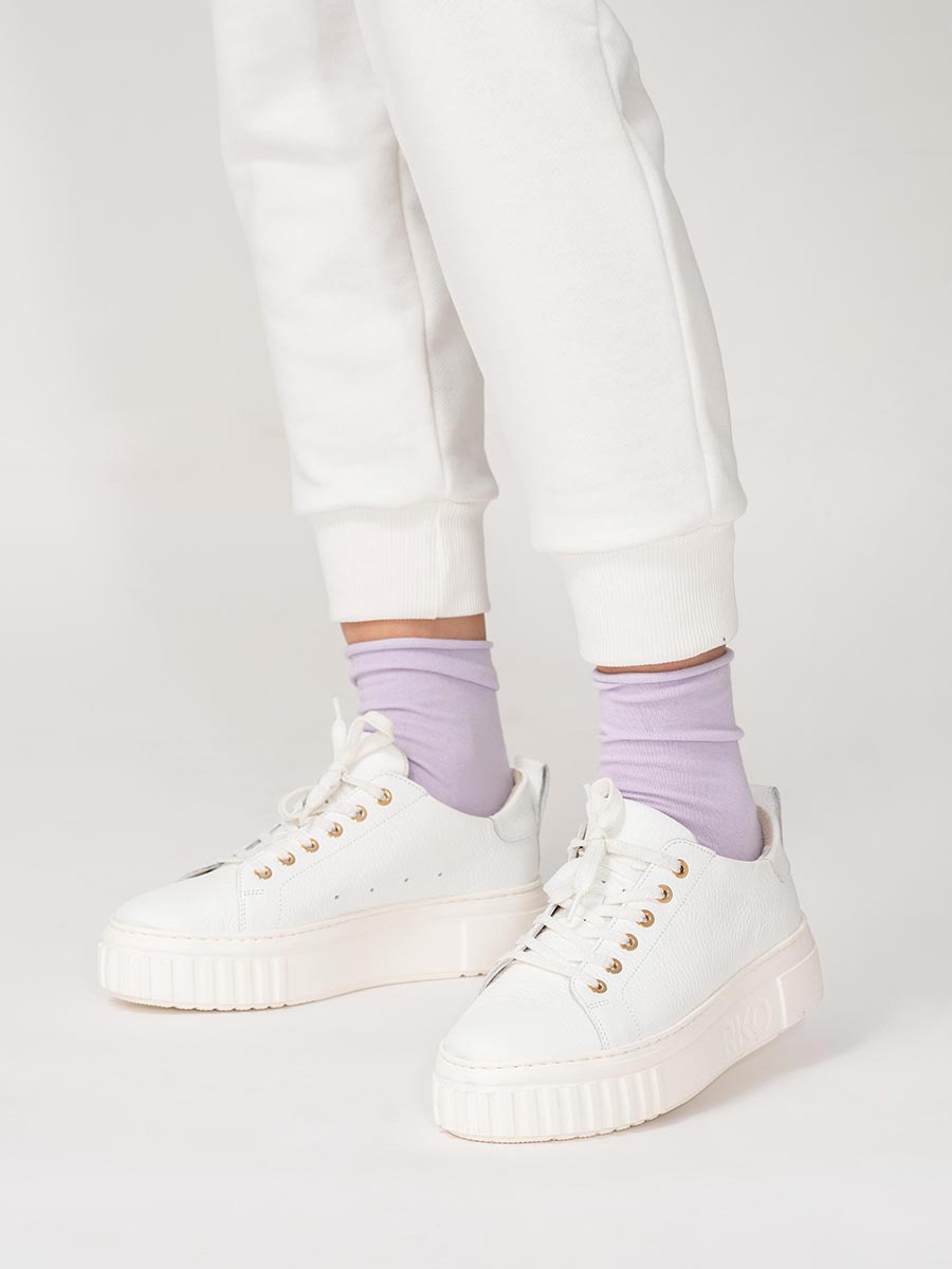 Biao-liliowy trójpak skarpet damskich