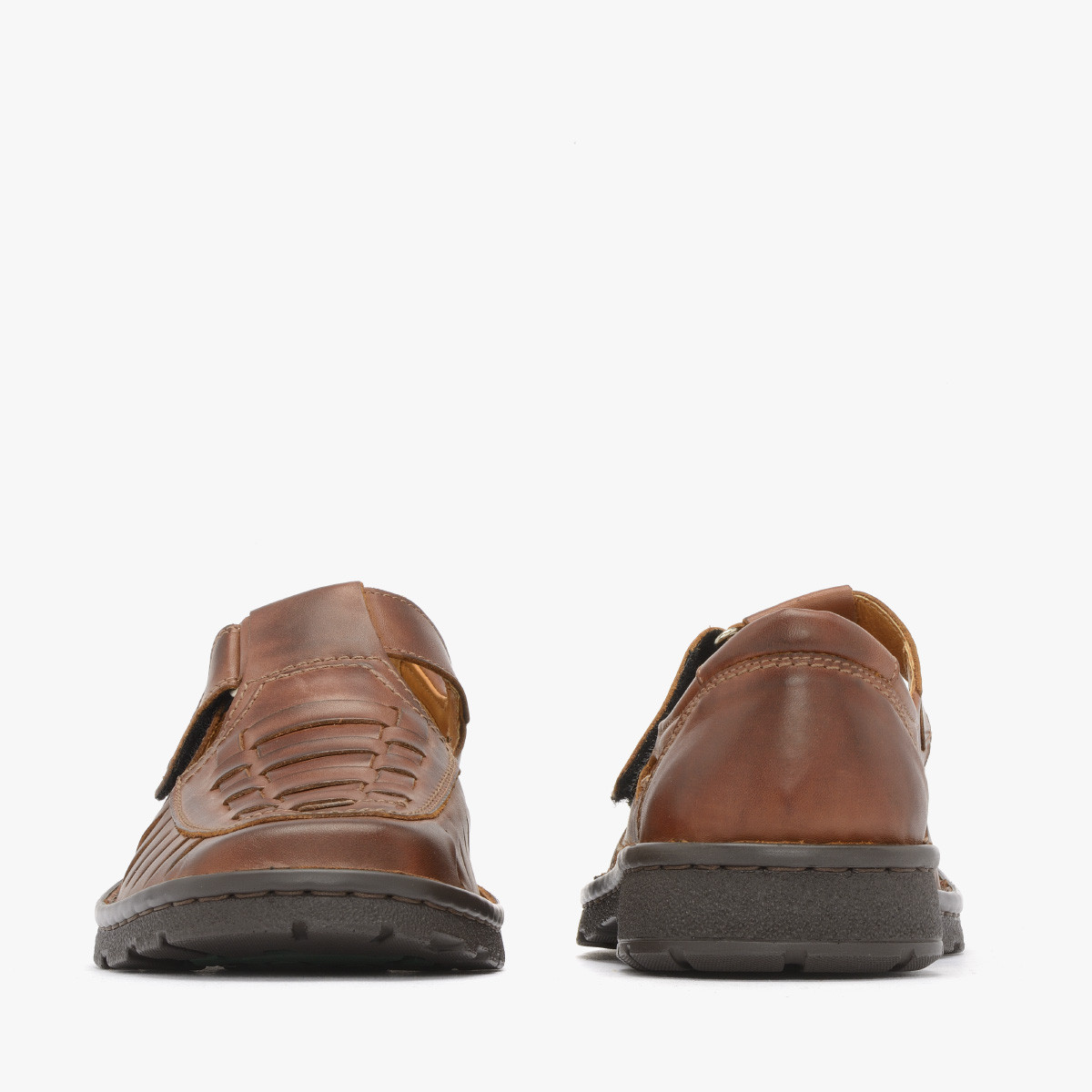 Brzowe sanday mskie na rzepy