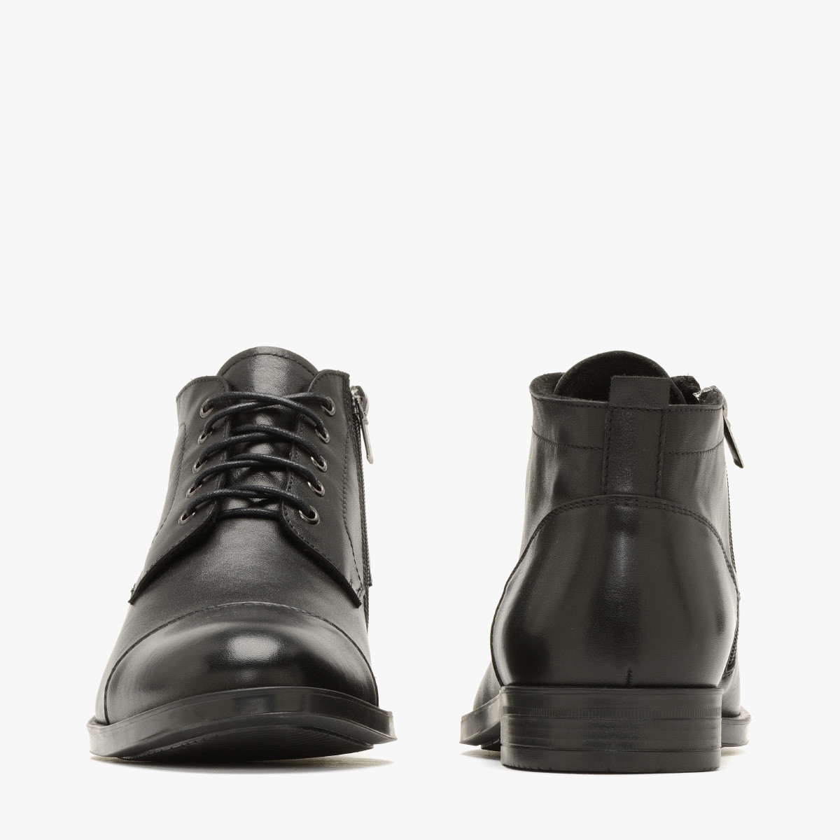 Czarne trzewiki mskie skórzane