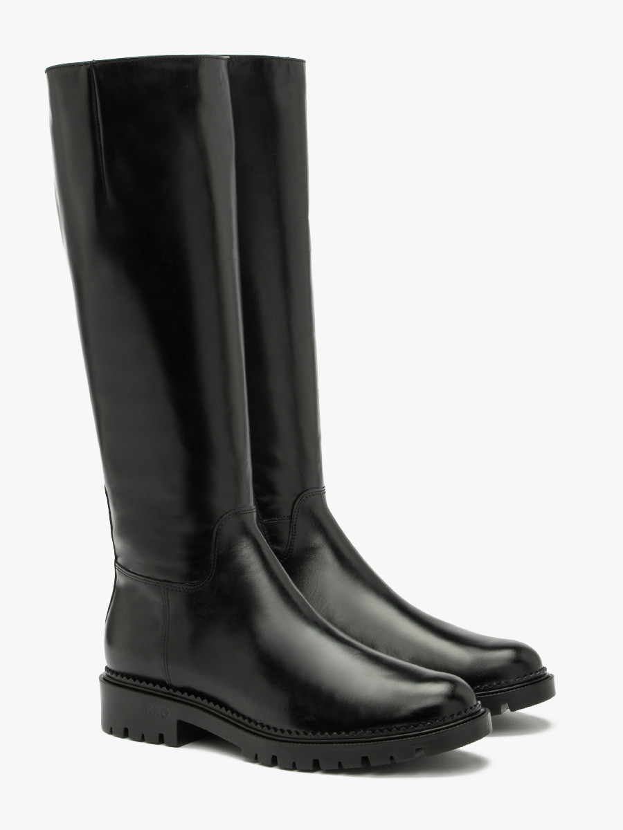 Czarne kozaki damskie z wsk cholewk