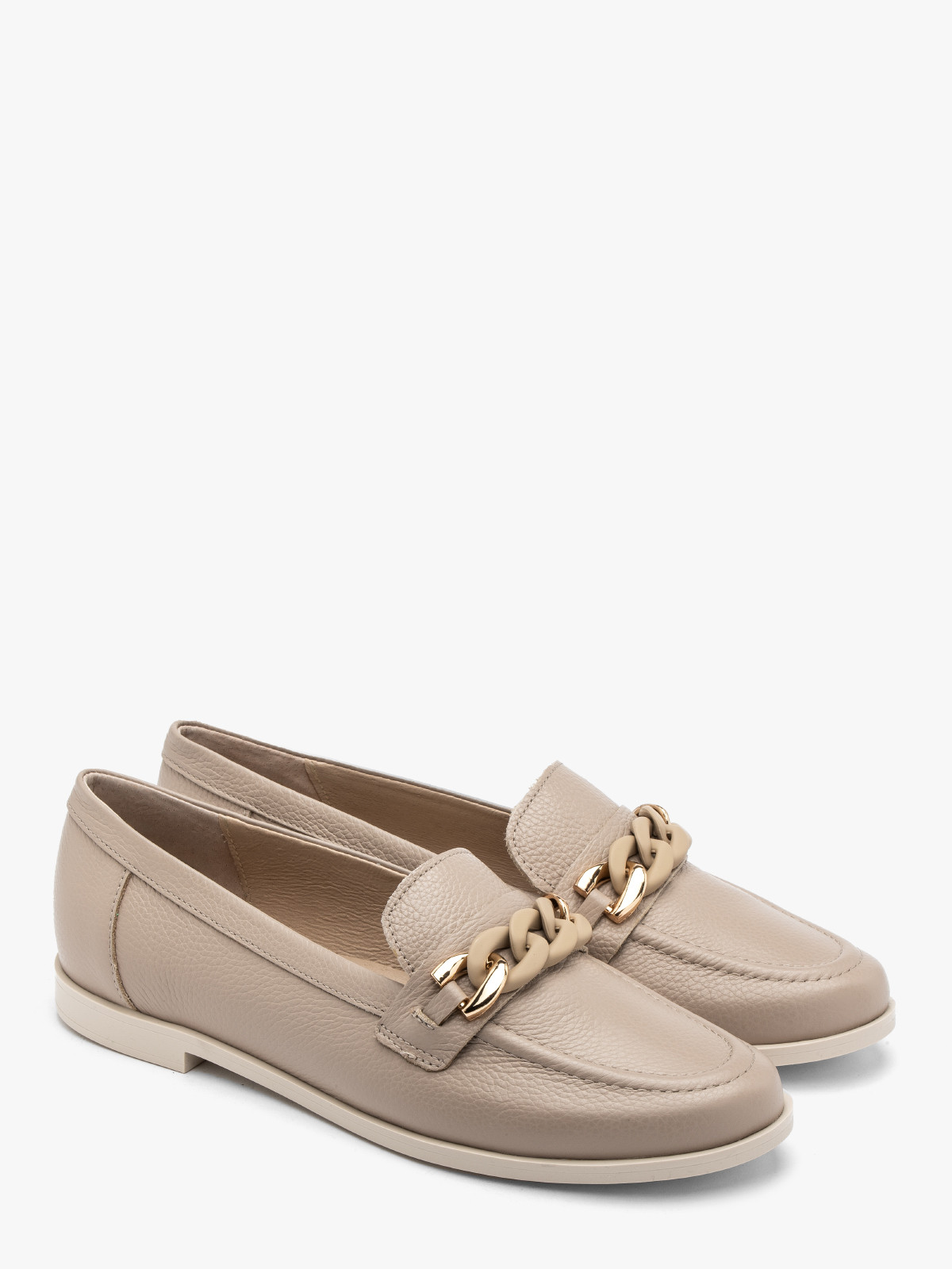 Beowy mokasyn ze zoto-beow ozdob