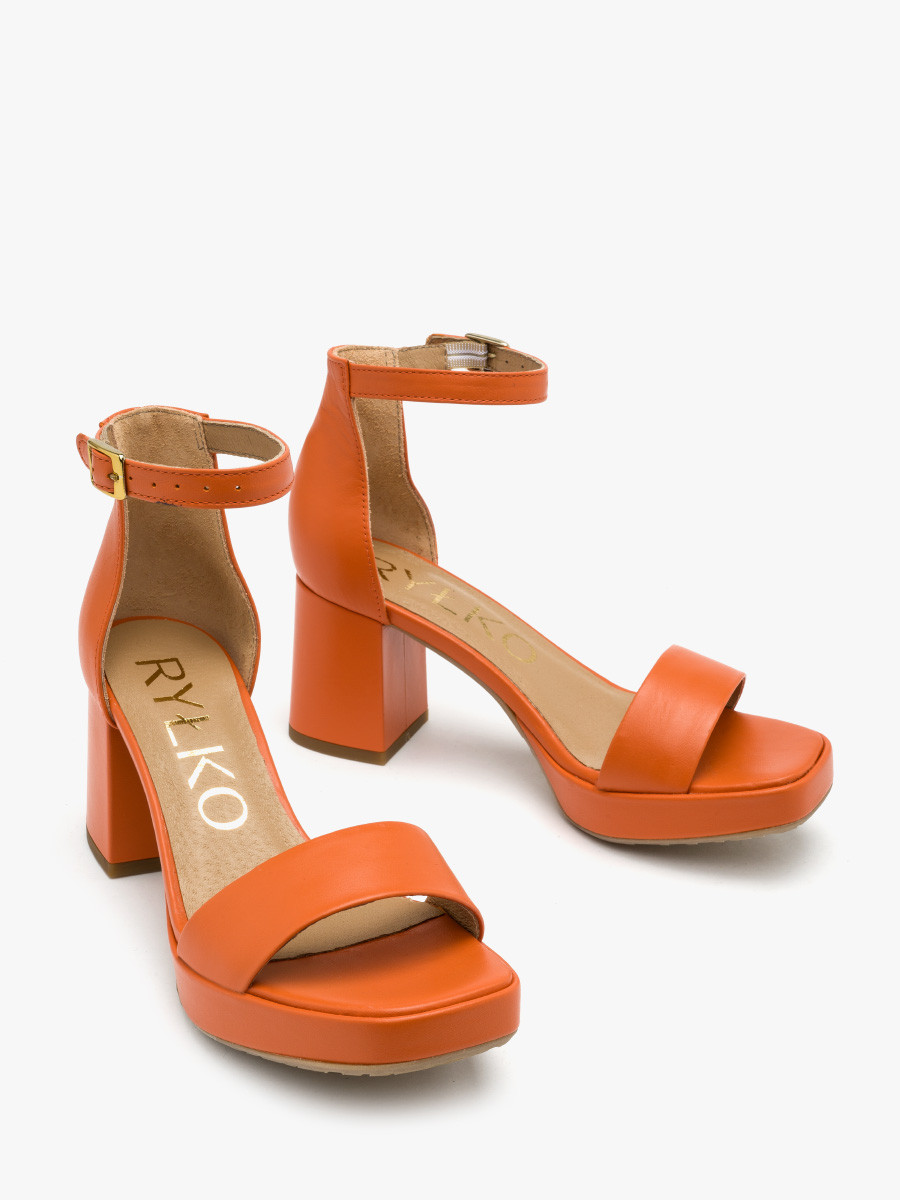 Pomarańczowe sanday na obcasie i balu