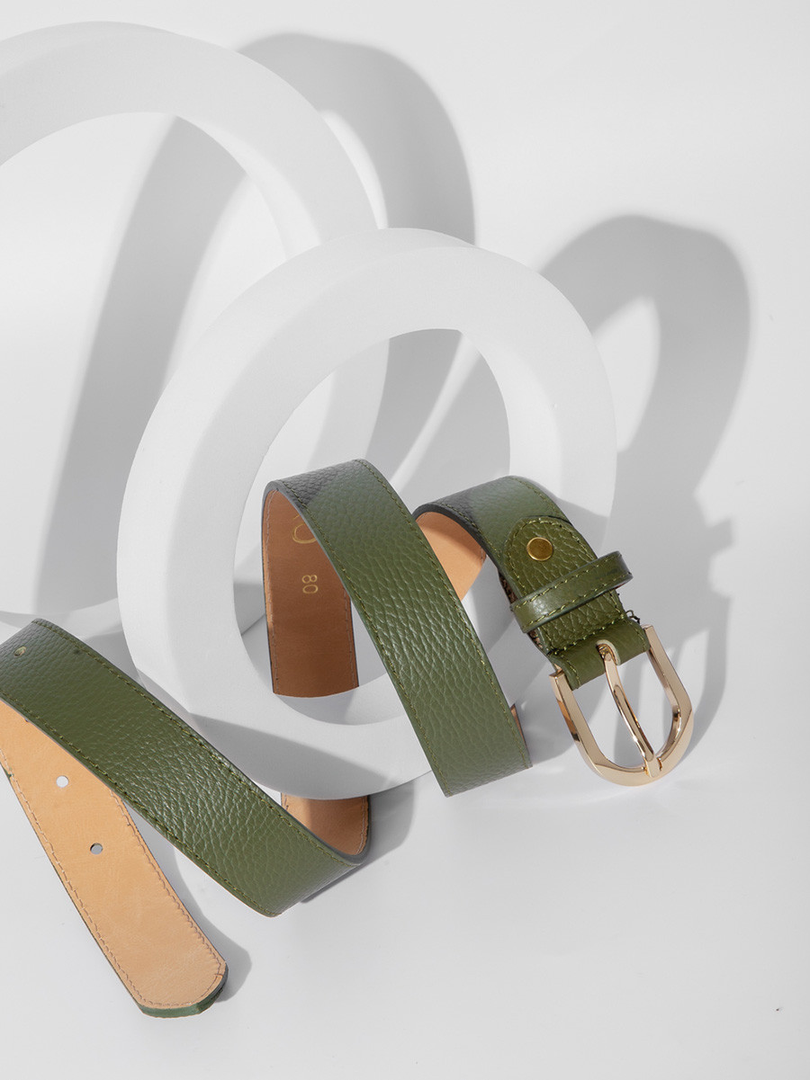 Oliwkowy pasek damski