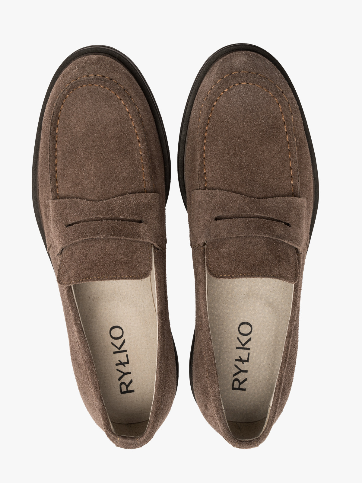 Szarobrzowe mokasyny mskie