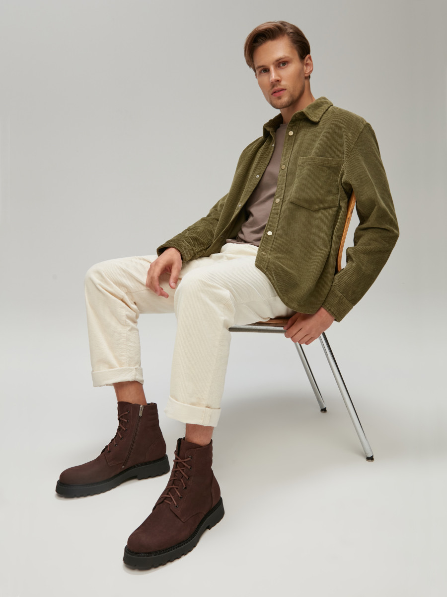 Brzowe ocieplane trzewiki z nubuku