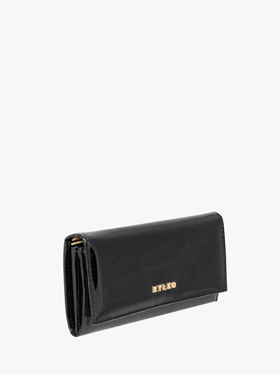 Czarny lakierowany portfel damski