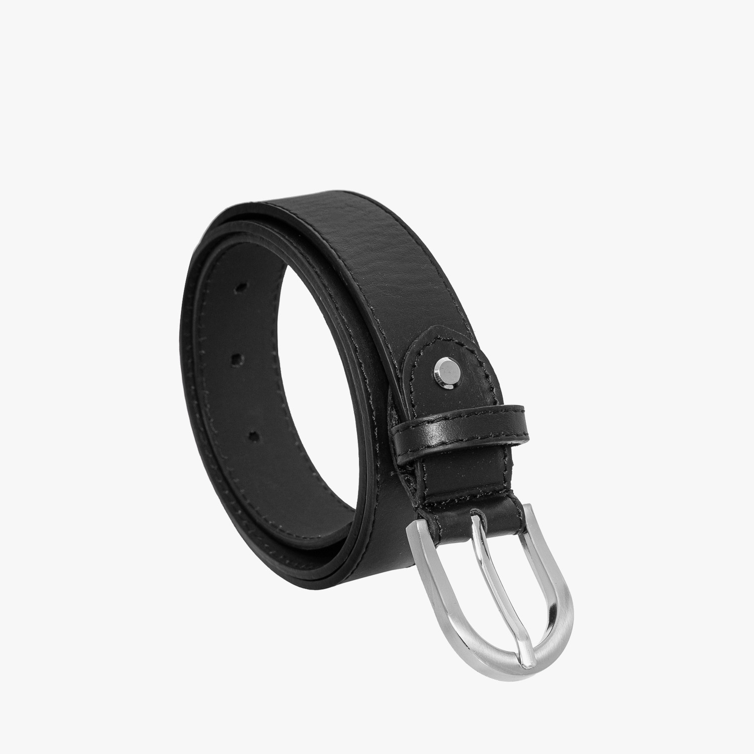 Czarny pasek ze srebrn klamr