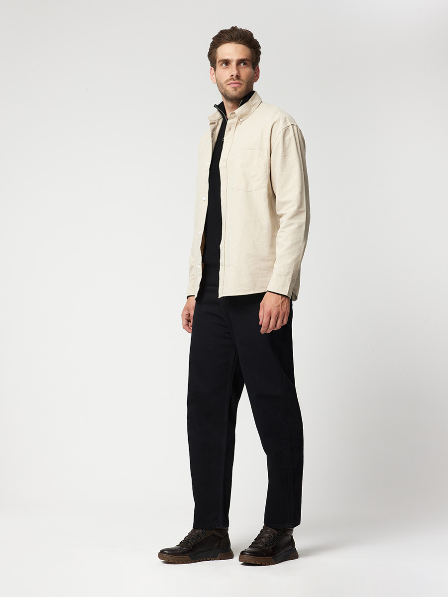 Ciemnobrzowy trzewik mski na dwukolorowym spodzie