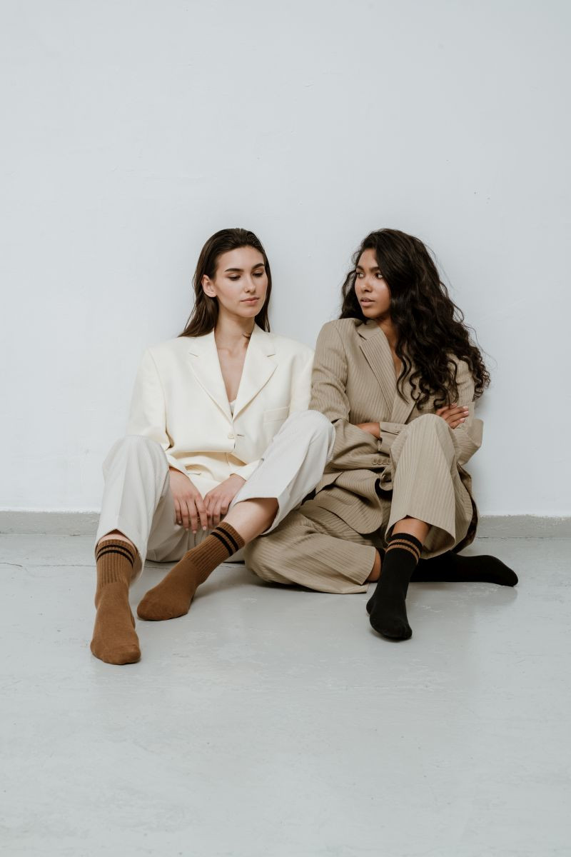 Skarpetki damskie z paskami nad kostk