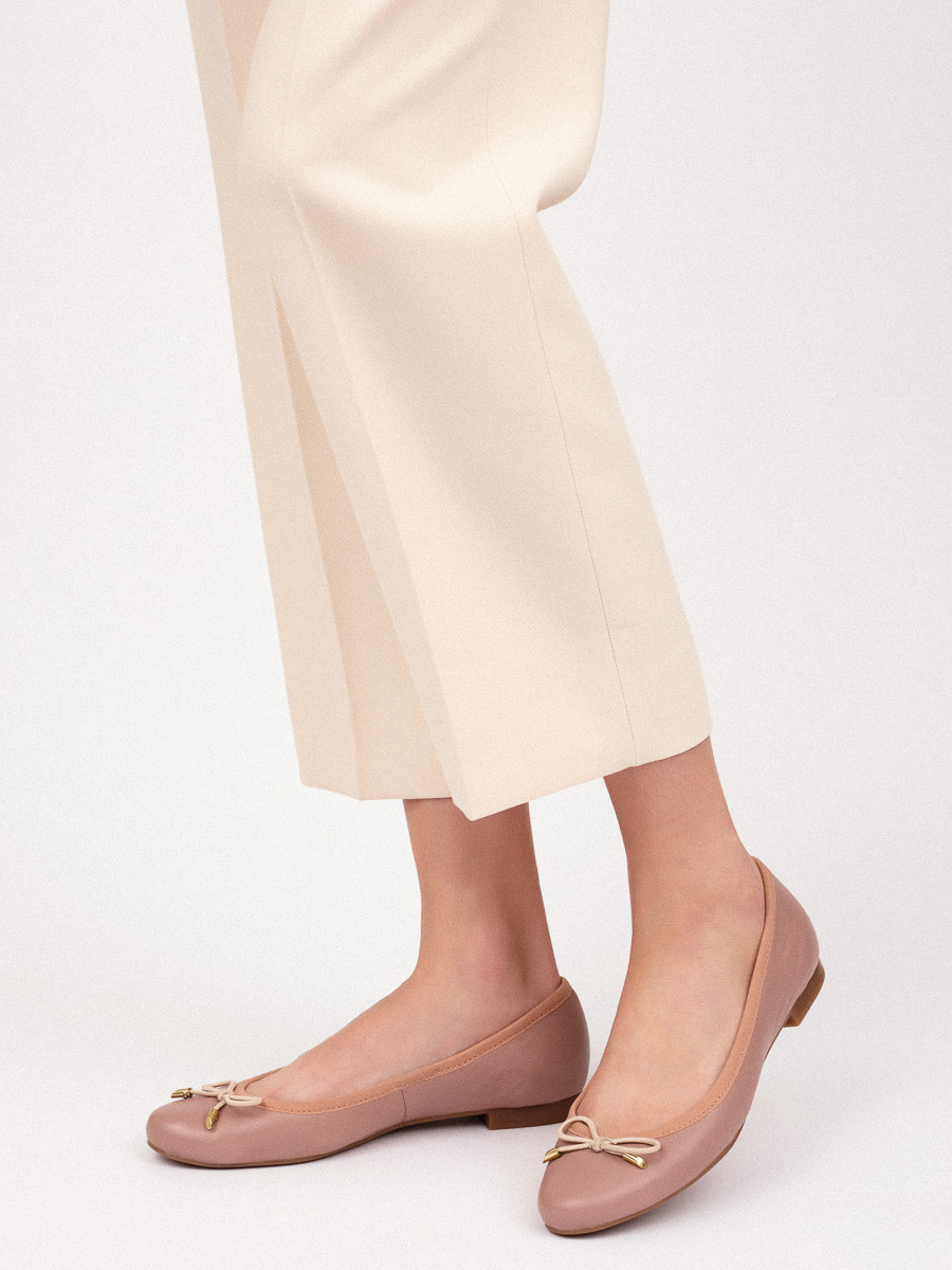 Róowe baleriny z kokardk