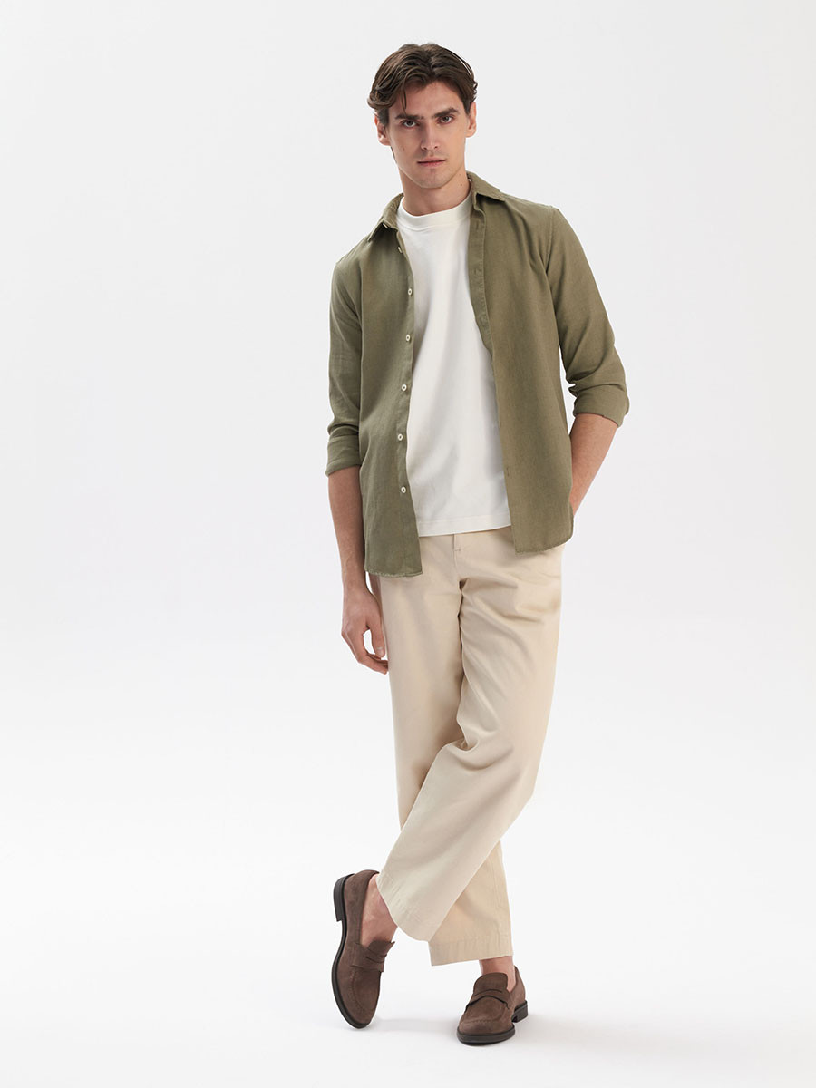 Szarobrzowe mokasyny mskie