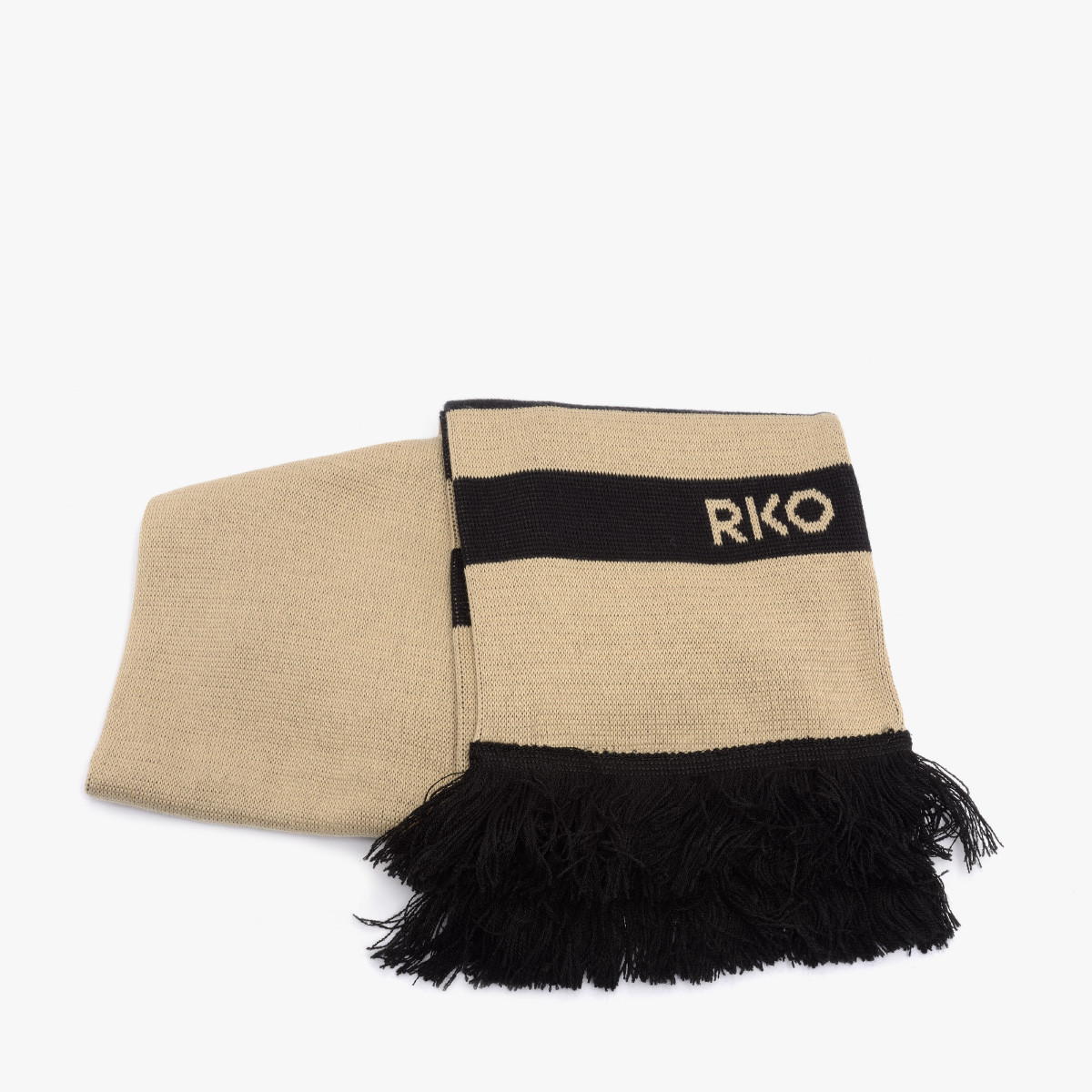 Beowy szalik baweniany z frdzlami