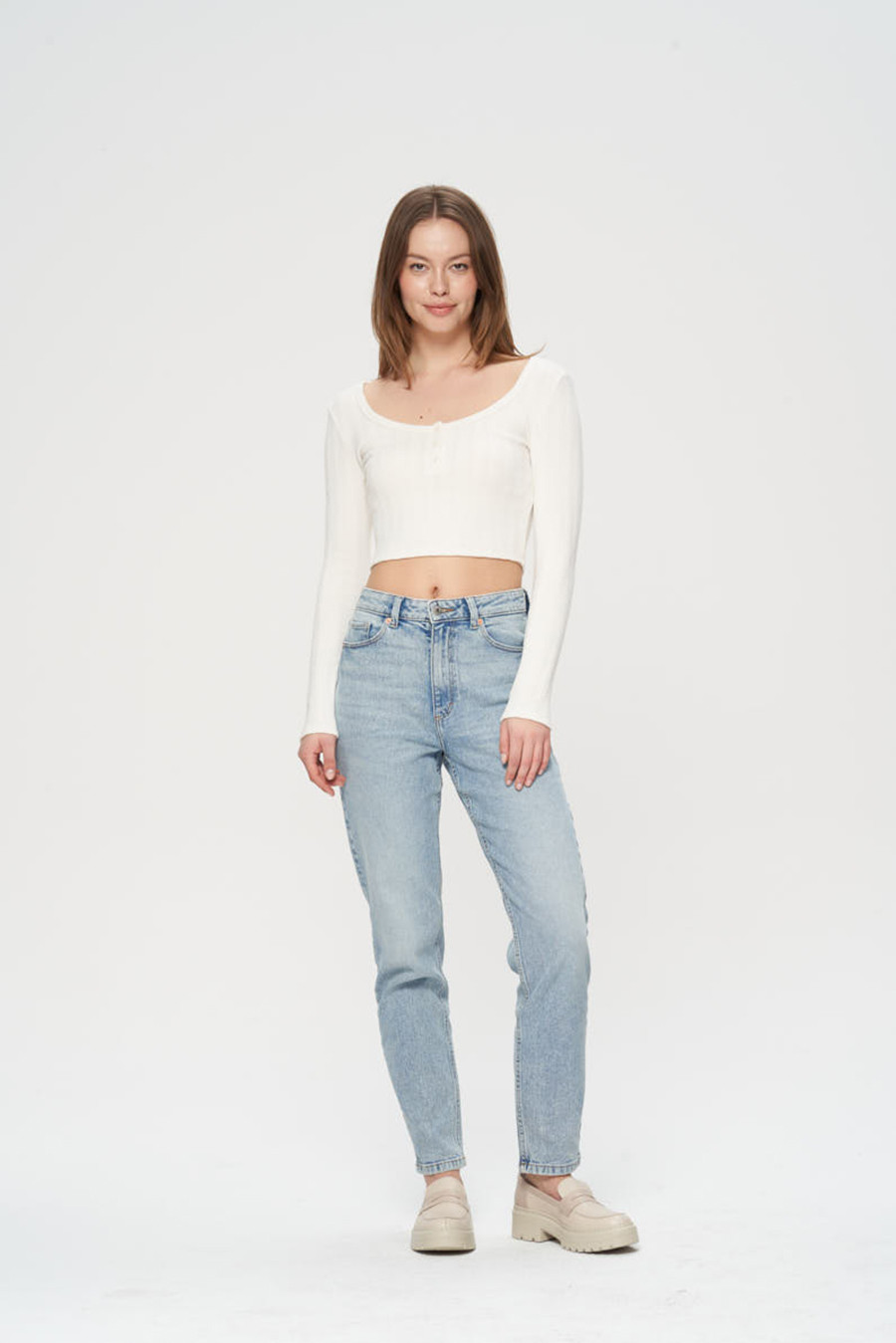 Beowe mokasyny na grubej podeszwie